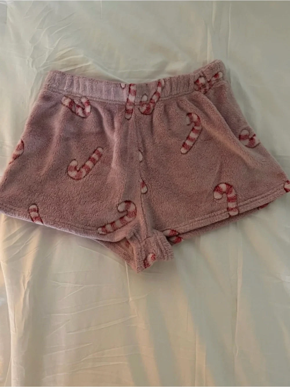 aerie Pink Candy-Cane Print Athletic Lounge Shorts